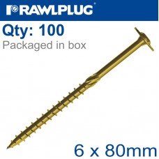 TIMBER CS SCREW 6X80 MM ZINC PL X100 BOX